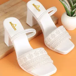 AROOM Women Embellished Open Toe Block Heel Sandals image 2