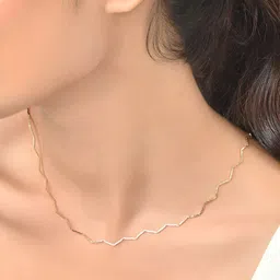 ToniQ Gold-Plated Zigzag Choker Minimal Necklace-image-92