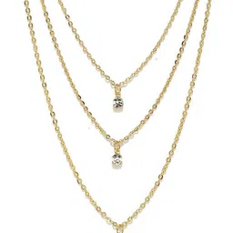 DressBerry Set Of 2 Crystals Studded Multi Layered Charm Statement Chains image 2