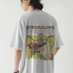 SENO TEX Graphic Printed Round Neck Drop-Shoulder Sleeves Oversized T-shirt image 3