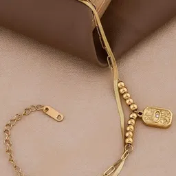 QUERALT Brass Plated Artificial Stones Studded Multistrand Bracelet image 2