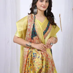 KALINI Green Printed Art Silk Banarasi Sarees image 3