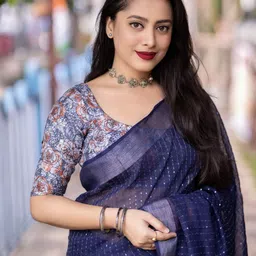 KALINI Embellished Sequinned Linen Blend Saree image 2