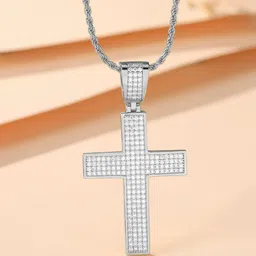 FIMBUL Silver-Plated Cross-Shaped Pendant with Chain-picture-41