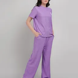 Lugo Solid Round Neck T-Shirt With Trousers image 3