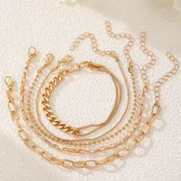 Jewels Galaxy Women 5 Gold-Plated Charm Bracelet image 2