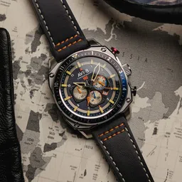 AVI-8 Men Brass Dial & Leather Straps Analogue Chronograph Watch AV-4100-02-image-5