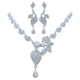 Women Click Rhodium-Plated Stone-Studded Jewellery Set-picture-12