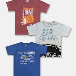 Here&Now X Game Begins Boys Set of 3 Printed T-shirts-picture-24