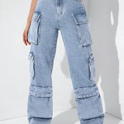 DressBerry Women Comfort Wide Leg High-Rise Light Fade Acid Wash Stretchable Jeans-image-87