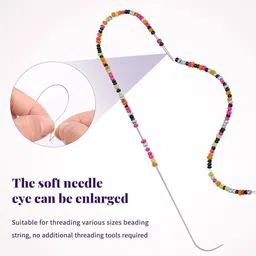 beadsnfashion 2 Pcs Stainless Steel Ulta Long Curved Beading Needles 3.5 Inch for Embroidery Beading Purpose image 4