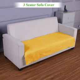 HOKIPO Self Design Quilted 3 Seater Sofa Cover Seat Mat, Yellow-image-58