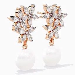 VALANOVA BIS Hallmarked 18K Rose Gold Diamond Studded Earrings 4.10 gm image 5