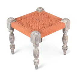 Ikiriya Riaza Set of 2 Sheesham Wood Vintage Square Maachi Stools with Rope Canning image 5