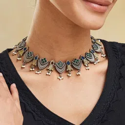 Fabindia Stone Studded & Beaded Short Necklace image 5