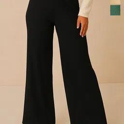 Fabflee Women Pack Of 3 Solid Wide Leg Trousers-picture-14