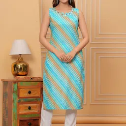 INAVISH Women Leheriya Printed Thread Work Kurta-picture-38