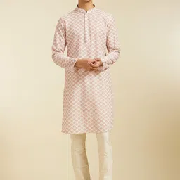 Diwas by Manyavar Ethnic Motifs Chikankari Embroidered Mandarin Collar Straight Kurta-image-45