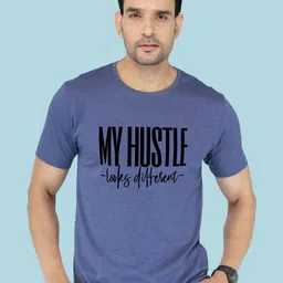 NOBLE HUSTLE Men Typography Printed Half Sleeve Round Neck Pure Cotton T-shirt-picture-12