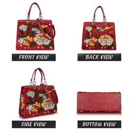 VELUCIA Women Floral Textured Structured Handheld Bag image 3