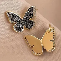 Tiso Gold Plated Crystals Studded Butterfly Shaped Studs image 5
