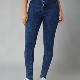 DOLCE CRUDO Women Skinny Fit High-Rise Heavy Fade Stretchable Jeans-image-16