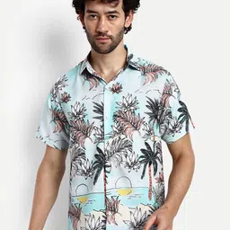 SZN Men Floral Printed Spread Collar Casual Shirt-picture-42