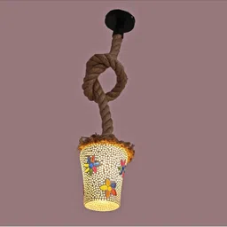 1ST TIME White & Red Textured Self Assembly Ceiling Lamp image 2