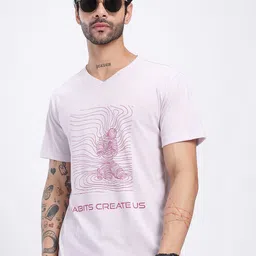 glitchez Comfort Basics Printed V-Neck T-shirt-picture-32