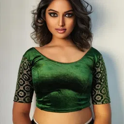 PU FASHION Women Green Saree Blouse-picture-29