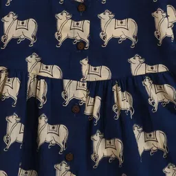 the magic wand Girls Animal Printed Cotton A-Line Kurta with Trousers image 5