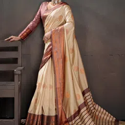 PEENGAX Woven Design Zari Silk Blend Handloom Kanjeevaram Saree image 3