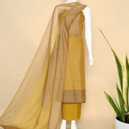 SALWAR STUDIO Ethnic Motifs Embellished Sequinned Chanderi Silk Unstitched Dress Material-picture-30