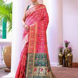 all about you Ethnic Motifs Woven Design Zari Patola Saree image 5