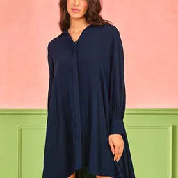 AND Solid Cuffed Sleeves A-Line Dress image 2