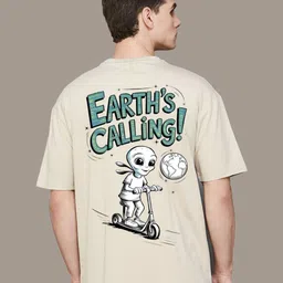 BDSQUARE Earth Calling Typography Printed Bio-Wash Oversized Cotton T-shirt-picture-22