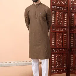 Latest Chikan Garments Striped Woven Design Mandarin Collar Straight Kurta image 4