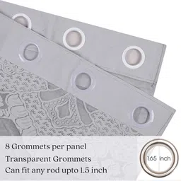 Kuber Industries Grey & White 2 Pieces Self Design Cotton Eyelet Door Curtains image 4