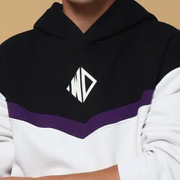WEARDUDS Men Colourblocked Hooded Sweatshirt image 2
