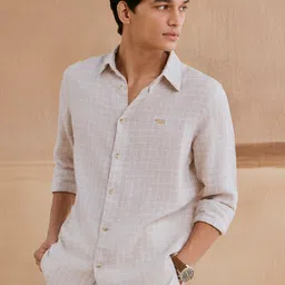 Andamen Men Casual Linen Woven Regular Fit Shirt-image-49