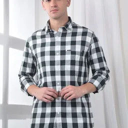 Canary London Men Smart Slim Fit Tartan Checks Checked Casual Shirt-picture-57