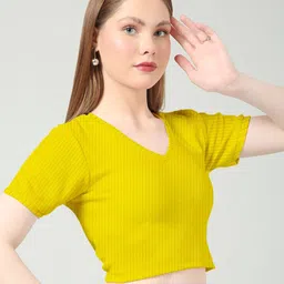 HEAST Women Ribbed Fitted V-Neck Crop Top-picture-33