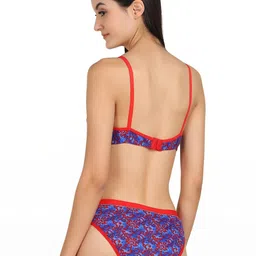 samvar Women Red,Blue,Green Cotton Bra Panty Set for Lingerie Set Undergarments Pack of 3 image 5