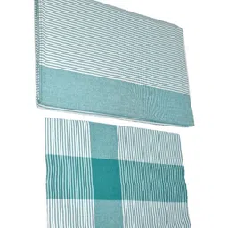 TUNI MANI Green & White Striped Single Bedsheet with 1 Pillow Covers image 3