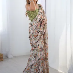 CaniBani Floral Sequinned Silk Blend Designer Saree image 5