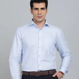 Greenfibre Men Spread Collar Textured Cotton Formal Shirt-image-97