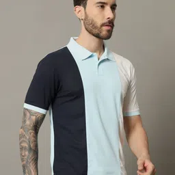SZN Men Striped Polo Collar Moisture Wicking Pockets T-shirt image 3