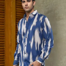 R.Code by The Roadster Life Co. Premium Abstract Printed Spread Collar Long Sleeves Shirt image 3