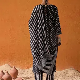 Indo Era Women Ethnic Motifs Printed Regular Pure Cotton Kurta with Trousers & With Dupatta image 3