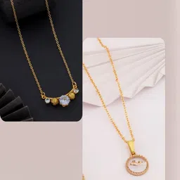 SZN Set Of 2 Gold-Plated Artificial Stones Studded Enamelled Minimal Chain-picture-28